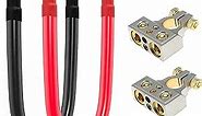 2 AWG Battery Cable 2 Gauge Battery Inverter Cables with 3/8 in Lugs Pure Copper Power Inverter Wire Set for Solar Marine Boat RV Car Motorcycle (1FT, with 0/2/4/6/8 AWG Connectors)