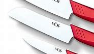 Vos Ceramic Knife Set, Ceramic Knives Set For Kitchen, Ceramic Kitchen Knives With Covers, Ceramic Paring Knife 4", 5", 6" Inch Red