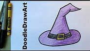 How To Draw a Witches Hat! Easy Drawing Lesson for beginners - last Halloween tutorial!