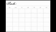 Free Printable Blank Monthly Calendar, Minimalist Template, Digital Calendar, A4/A5/Letter, Sun/Mon