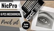 NicPro 6 pcs Mechanical Pencil Set - REVIEW & DEMO Drawing