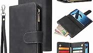 LBYZCASE Phone Case for Galaxy S8,Samsung S8 Wallet Case,Luxury Folio Flip Leather Cover[Zipper Pocket][Wrist Strap][Kickstand ][Magnetic Closure] for Samsung Galaxy S8-Black