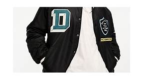 Deus Ex Machina sophomore varsity jacket in black exclusive to asos | ASOS