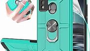 Phone Case for TCL 20 XE,[HD Screen Protector] Shockproof Protective Cases with Ring Kickstand Fitting Magnetic Car Mount for TCL 20XE-Mint Green