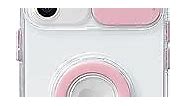 Caseative Candy Color Ring Holder Slide Lens Camera Cover Protection Clear Soft Compatible with iPhone Case (Pink,iPhone 8/7 / SE)