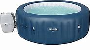 Bestway SaluSpa Milan AirJet 4 to 6 Person Inflatable Hot Tub Round Portable Outdoor Spa with 140 AirJets and Energy Sense Cover, Blue