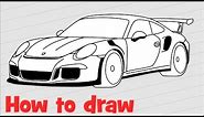 How to draw a car Porsche 911 GT3 RS 🚗❤