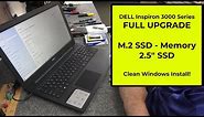 How to install second SSD in Dell Inspiron 3000, upgrade m.2 SSD, add memory