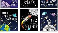 Blulu 9 Pieces Outer Space Decor for Kids Room Boy Bedroom Space Posters 8 x 10 Inch Cute Inspirational Art Decoration for Boys and Girls Playroom Space Nursery Decor
