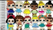 LOL Surprise Dolls Repainted as Disney Princesses Coloring Book Compilation Ariel Tiana Belle Merida