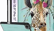 Uppuppy for iPad Air 5th/4th Generation Case 10.9, for iPad Pro 11 Inch Case Girls Cute Women Folio Cover Pencil Holder Giraffe Cartoon Cool Design Teens Y2K for Apple iPad Air 5/4 (2022/2020)/Pro 11"