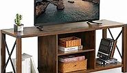 Evajoy TV Stand for TV up to 65 inches, 55" Industrial Wood and Metal TV Console Table with Open Storage Shelves, Modern TV Cabinet Entertainment Center for Living Room Bedroom, Rustis Brown