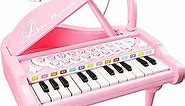 Love&Mini Pink Piano Toys for 1+Years Old Girls First Birthday Gifts Toddler Piano Music Toy Instruments with 24 Keys and Microphone