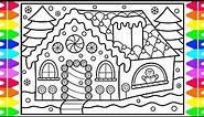 How to Draw a Gingerbread House Step by Step 🍭🎄❤️💚 Gingerbread House Drawing and Coloring Page