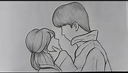 Couple drawing easy || Pencil sketch of a loving couple - easy step by step drawing