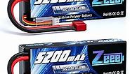 Zeee 7.4V Lipo Battery 2S 50C 5200mAh Lipos Hard Case with Dean-Style T Connector for RC Car Trucks 1/8 1/10 RC Vehicles(2 Packs)