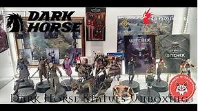 Unbox & Gaming : 9pcs. Witcher 3 Dark Horse Statues plus Bonus Blood & Wine Gwent Cards + Showcase.