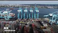 Port Newark-Elizabeth NJ Marine Terminal Stock Aerial Footage