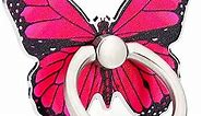 LaMignonne Butterfly Cell Phone Ring Holder Finger Ring Grip Stand 360° Rotation 180° Flip Universal Kickstand Compatible with All Smartphones (Rose)