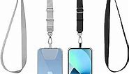 CACOE Phone Lanyard 2 Pack-2× Adjustable Neck Strap,2× Phone Patches,Universal Cell Phone Multifuctional Patch Lanyards Compatible with Most Smartphones(Black+Gray)