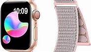 Nylon Sport Loop Bands for Apple Watch Band 38mm 40mm 41mm 42mm 44mm 45mm, Pink Sand Adjustable Stretchy Elastic Braided Strap Wristband Replacement for iWatch Series 9 8 7 6 SE 5 4 3 2 1 Women/Men