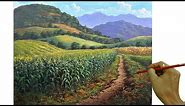 Acrylic Landscape Painting in Time-lapse / Corn Field / JMLisondra