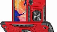 Samsung Galaxy A10e Case, Samsung a10e Case with Screen Protector, Hard Rubber Bumper with 360° Rotation Ring Kickstand Cases for Samsung Galaxy A10e (Red)