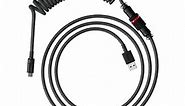 HyperX Coiled Cable - Durable Coiled Cable, Stylish Design, 5-Pin Aviator Connector, USB-C to USB-A - Grey/Black