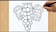 Simple Grapes Drawing: Easy Tutorial Step by Step