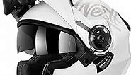 Westt DOT Full Face Motorcycle Helmets - Flip up Dual Visor, Open Face Modular Motorcycle Helmet, Dirt Bike ATV Helmets Adult Off-Road Motorcycle Motocross Helmets for Men Women (XL/White)