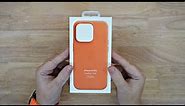 Apple Leather iPhone 14 Pro Case in Orange Colour