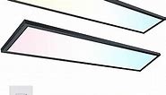 AIKVSXER 1x4 LED Flat Panel Light CPANL Surface Mount LED Ceiling Light Black, 5500LM 50W TRIAC 10-100% Dimmable, 3000/4000/5000k Selectable 120V LED Light Fixture for Kitchen/Laundry/Garage 2PACK