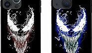 Venom LED Light Up Case for iPhone Luminous Comic Anime Superhero Phone case Colorful Luminescent Fashion Luxury Tempered Glass Hybrid Phone Case Accessories for Men (Venom（14 Plus）)