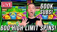🔴 9 JACKPOTS CAUGHT LIVE ➤ 600 Spins for 600K Subs! 🪚 Huff N More Puff