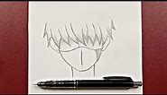 Easy anime drawing | how to draw a sad boy wearing a mask easy step-by-step