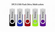 USB Flash Drives 4GB, Bosexy Thumb Drives Swivel Bulk Memory Sticks Pendrive with Led Indicator Mix Color, Black/Blue/Red/Green/Purple (5PCS, 4G Each)