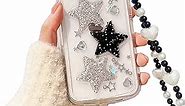 Faneiy for iPhone 14 Case with Phone Charm Chain Accessories Cute 3D Sparkle Shiny Stars Rhinestone Clear Phone Case Women Girl Aesthetic Shockproof Case for iPhone 14-6.1''