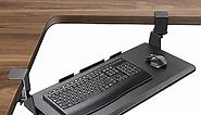 HUANUO Keyboard Tray Under Desk, Ergonomic Corner Keyboard Tray with 45° Adjustable C Clamp for L Shaped Desk, Slide Out Computer Keyboard & Mouse Tray, 26.38" W x 11.69" D, Black