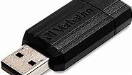 Verbatim 128GB PinStripe Retractable USB 2.0 Flash Thumb Drive with Microban Antimicrobial Product Protection – Black