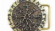 Vegvisir belt buckle, Viking compass solid brass belt buckle, Scandinavian Celtic runic Wayfinder Vegvísir symbol gift for men and women