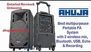 Ahuja BTA 660 Portable speaker with 2 wireless mic, Bluetooth, USB & Recording#Best portable Speaker