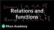 Relations and functions | Functions and their graphs | Algebra II | Khan Academy