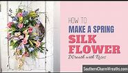 How to Make Spring Silk Flower Wreath With Roses for Beginners