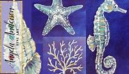 Nautical Acrylic Canvas: Coral Seashell Starfish & Seahorse Sea Life | Live Painting Lesson