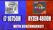 Intel Core i7 10th Gen vs Ryzen 7 4800H Full Comparison!!