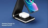 Mag-Safe 3 in 1 Wireless Charging Station, [with 25W Adapter] 15W Fast Magnetic Wireless Charger Stand for Multiple Devices Apple, iPhone 15 14 13 12 Pro Max/Plus/Pro, iWatch 7/SE/6/5/4/3, AirPods