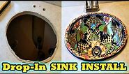 How to install a Drop-In Bathroom Sink into a Formica / Laminate countertop & Make a sink template