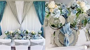 BABY BLUE AND SILVER WEDDING THEME DECOR | TABLESCAPE AND BACKDROP DESIGN SETUP.
