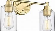 FEMILA Champagne Gold Bathroom Vanity Light, 2-Light Vanity Lighting fixtures, Modern Wall Sconce Bathroom Lighting with Claer Glass Shade, 4FYC56B-2W BG