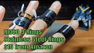 RIOSO 9 Piece Stainless Steel Rings $16